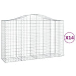 Arched Gabion Baskets 14 pcs 200x50x120/140 cm Galvanised Iron 3145673