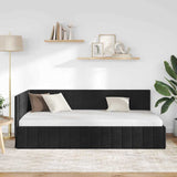 Corner Bed Frame with Headboard Black 90 x 190 cm Velvet 42016383