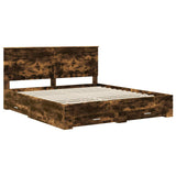 Bed Frame with Drawer Smoked Oak 180 x 200 cm Engineered Wood 3409619