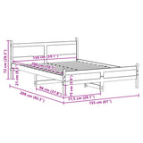 Bed Frame without Mattress White 150x200 cm King Size Solid Wood Pine 855589