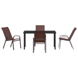 Garden Dining Set 5 pcs Brown and Black Powder-coated Steel 3379130
