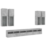 7 Piece TV Wall Cabinet Set with LED Lights Concrete Grey 3216781