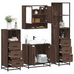 ZNTS 4 Piece Bathroom Furniture Set Brown Oak Engineered Wood 3301279