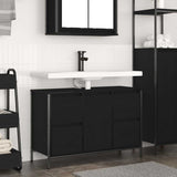 Basin Cabinet with Drawers Black Oak 90x34.5x60 cm 861887