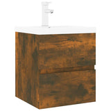 Sink Cabinet with Built-in Basin Smoked Oak Engineered Wood 3152861