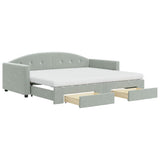 Daybed with Trundle and Drawers Light Grey 90x190 cm Velvet 3197397