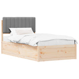 Bed Frame with Upholstered Headboard Light Grey 100 x 200 cm 877789