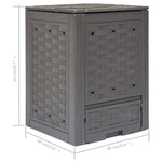 Garden Composters 3 pcs Brown 60x60x83 cm 900 L Plastic Rattan 278918