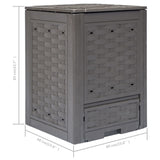 Garden Composters 3 pcs Brown 60x60x83 cm 900 L Plastic Rattan 278918