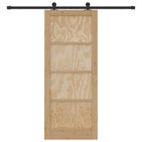 Sliding Door Natural and Black 83 x 202 cm Solid Pine Wood 3333364