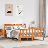 Bed Frame with Headboard without Mattress Wax Brown 140x200 cm 3306598