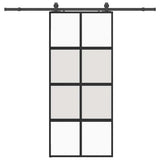 Sliding Door with Hardware Set Black 90x205 cm Tempered Glass 3375973