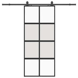Sliding Door with Hardware Set Black 90x205 cm Tempered Glass 3375973