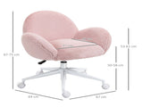 Makeup Vanity Chair, Cute Fluffy Desk Chair with Rolling Wheels for Bedroom Living Room, Pink T3398P328143