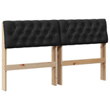 Upholstered Headboard Black 140 cm Solid Pine Wood 879176