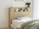 Storage Headboard with LED Sonoma Oak Engineered Wood 3418644