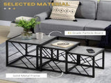 Nesting Coffee Tables, Set of 3 Square Side Tables with Black Metal Frame, for Living Room, Bedroom T3398P341425