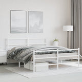 Metal Bed Frame without Mattress with Footboard White 150x200cm 355434