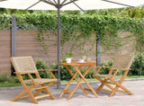 Bistro Set Beige Solid Acacia wood with an oil finish, PE rattan 3281792