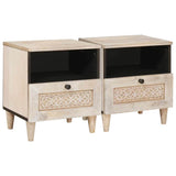 Bedside Cabinet 2 pcs Beige 40 x 33 x 46 cm Solid Acacia wood 4018123