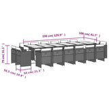 17 Piece Garden Dining Set with Cushions Brown Poly Rattan 3210705