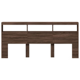 Headboard Cabinet with LED Brown Oak 220x17x102 cm 839230