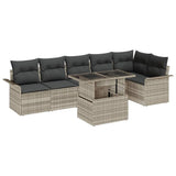 Garden Sofa Set with Cushion 7 pcs Light Grey Poly Rattan 3348298