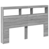 Headboard Cabinet with LED Grey Sonoma 160x17x102 cm 839208