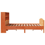 ZNTS Bookcase Bed without Mattress Wax Brown 150x200 cm King Size Solid Wood Pine 3323103