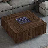Coffee Table with Infinity LED Brown Oak 100x100x40 cm 3284048