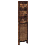 Room Divider 3 Panels Dark Brown Solid Wood Paulownia 358701