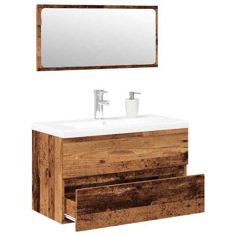 ZNTS Bathroom Furniture Set Old Wood Engineered Wood 3328929
