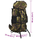 Hiking Backpack Green Camouflage 100 L Oxford Fabric 4009976