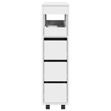 Narrow Bathroom Cabinet with Wheels White Engineered Wood 855268
