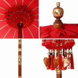 Balinese Parasol Red 125 x 125 x 260 cm Cotton and Wood 42006466