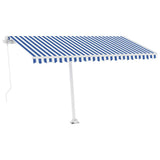 Freestanding Manual Retractable Awning 400x350 cm Blue/White 3069616