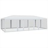 Party Tent with 12 Mesh Sidewalls White 8x4 m HDPE 4010071