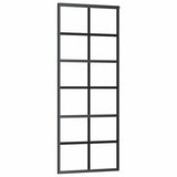Sliding Door with Hardware Set Black 76x205 cm ESG Glass 3375930