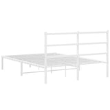 Metal Bed Frame without Mattress with Headboard White 140x200cm 355415