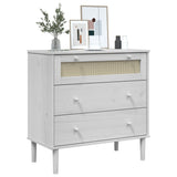 Drawer Cabinet SENJA Rattan Look White 80x40x80 cm Solid Wood Pine 358023
