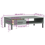 Coffee Table with Metal Legs Grey Solid Wood Pine OSLO 351037