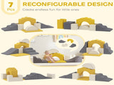 7 Piece Kids Soft Play Set with Detachable Cover, Baby Indoor Climb and Crawl Foam Toy for Toddlers, T3398P553442