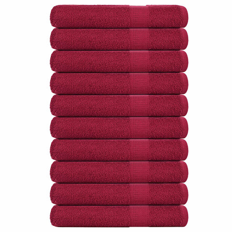 Towels 10 pcs Bordeaux 100x200 cm 360 gsm 100% Cotton 136748