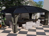 3 x 4m Hardtop Gazebo Canopy with Metal Roof, Aluminium Gazebo Permanent Pavilion with Netting and T3398P318777