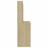 Makeup Table with LED Lights 100x40x135 cm MDF Oak 331545