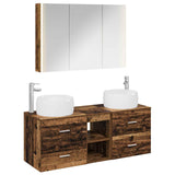 Bathroom Furniture Set 4 pcs Old Wood Engineered Wood and Glass 3407029