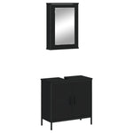 ZNTS 2 Piece Bathroom Furniture Set Black Engineered Wood 3214780