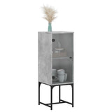 Side Cabinet with Glass Doors Concrete Grey 35x37x100 cm 836556