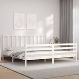 Bed Frame without Mattress White 200x200 cm Solid Wood Pine 3193877