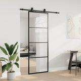 Sliding Door with Hardware Set Black 76x205 cm ESG Glass 3375906